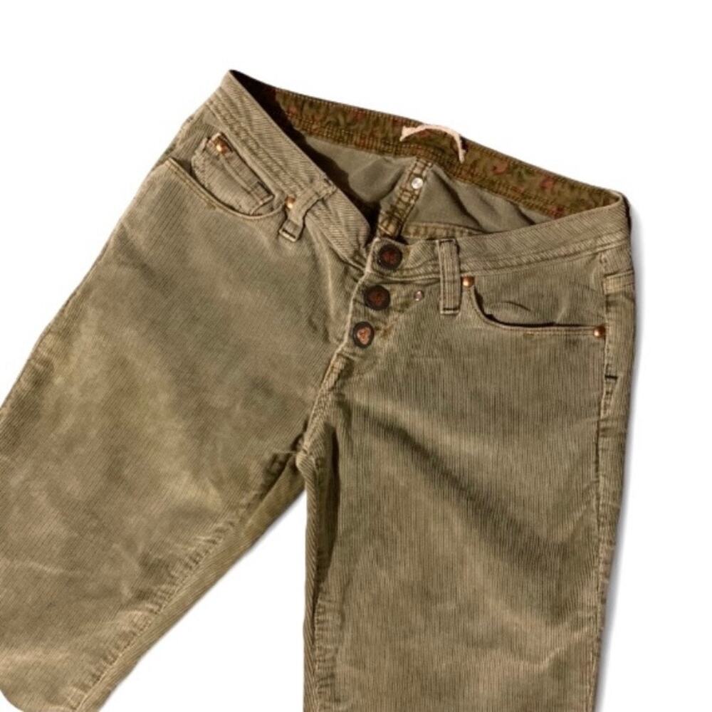 Vintage Dark Green Corduroy Low Rise Straight Leg Pants Size 26”